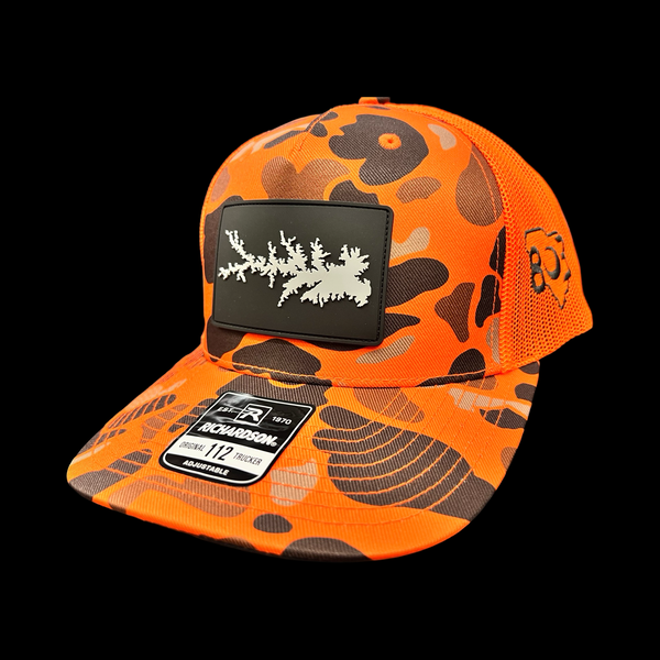 Hometown Fishing Blaze Orange Duck Camo Lake Murray Patch Trucker Hat