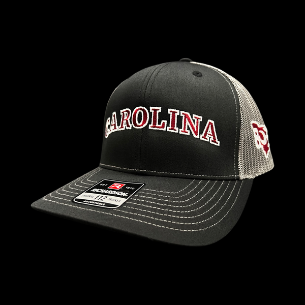 803 Richardson 112 Snapback Carolina Black Steel Trucker Hat