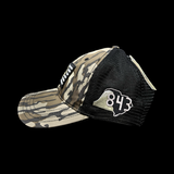 843 Lowcountry Richardson Bottomland Camo Performance PVC Patch Relaxed Trucker Hat