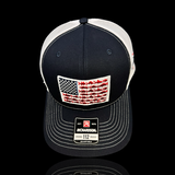 803 Richardson Navy White Embroidered Fish Patch Trucker Hat