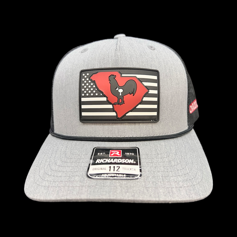 Richardson 112 Rope Snapback Hometown Rooster Heather Black Performance PVC Rope Trucker Hat