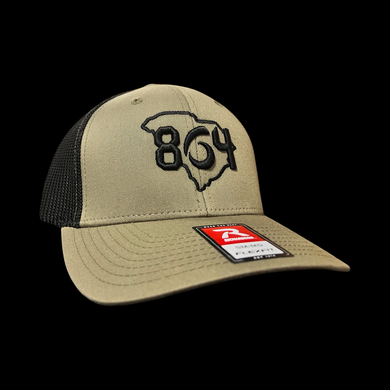 864 Richardson Flex Loden Black Fitted Mesh Trucker Hat