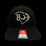 803 Richardson Black Fitted Mesh Flex Trucker Hat