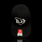 803 Richardson Black Fitted Mesh Flex Trucker Hat