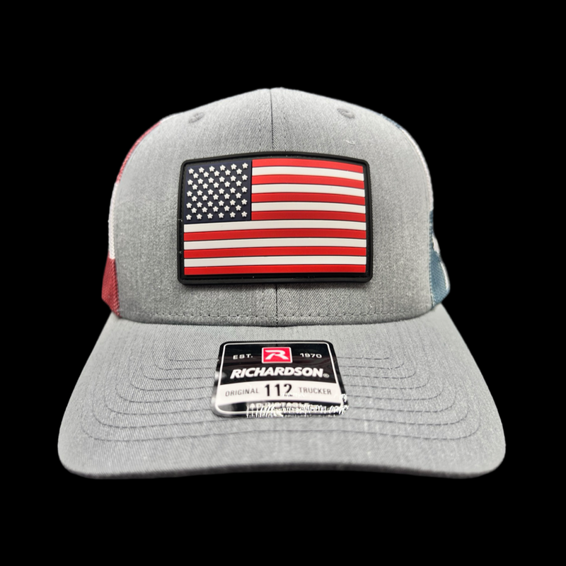 803 Richardson Old Glory RWB Performance PVC Patch with Stars and Stripes Mesh Trucker Hat