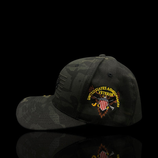 803 America Flexfit Black Camo Fitted Cotton Military Hat