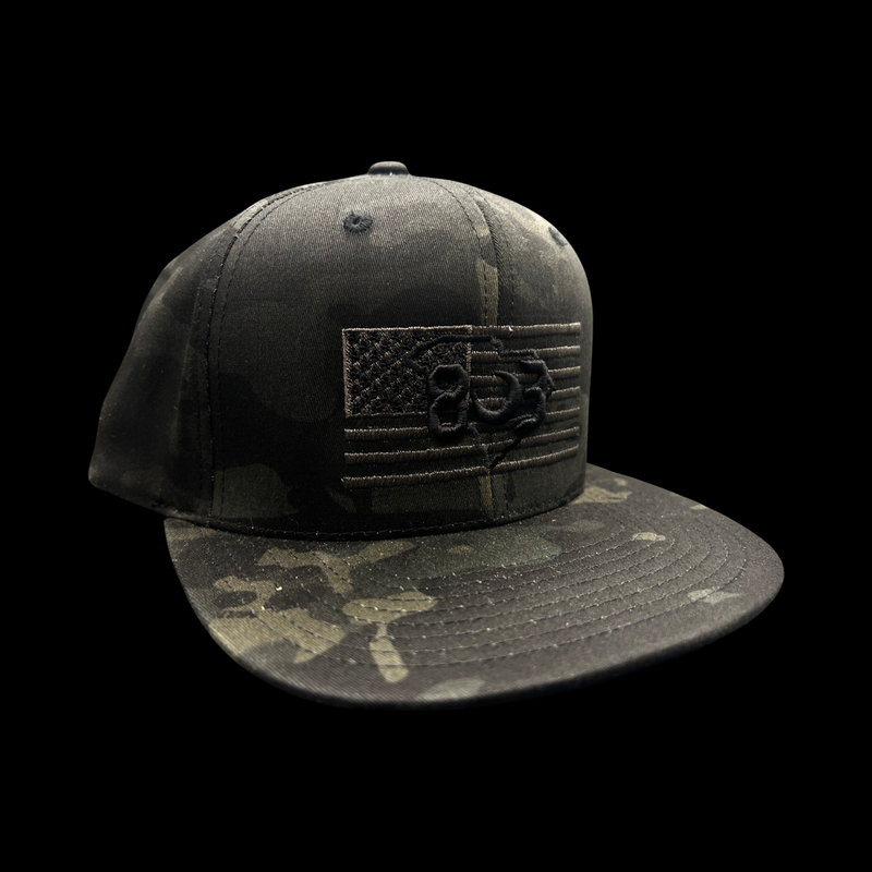 803 America Black Camo Military Appreciation Flatbill Hat