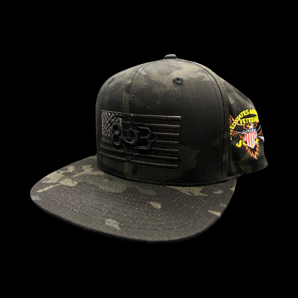 803 America Black Camo Military Appreciation Flatbill Hat