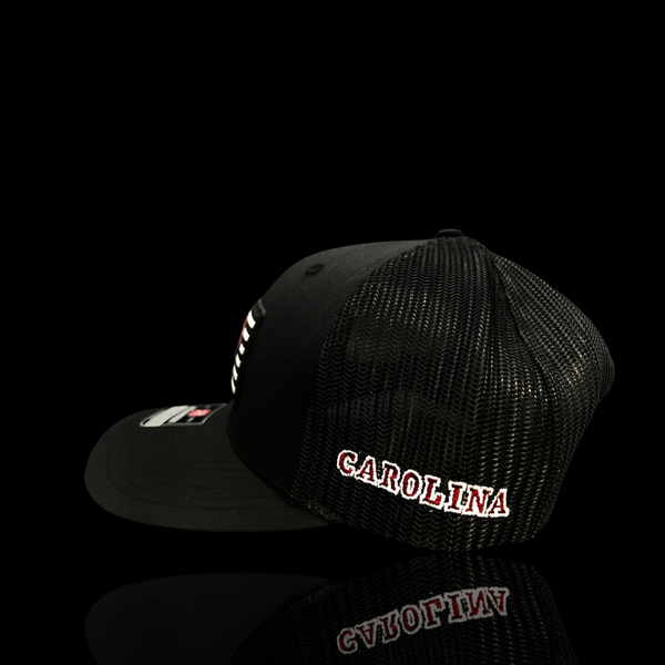 Richardson 115 Low Profile Black Performance PVC Vintage BW Garnet Trucker Hat