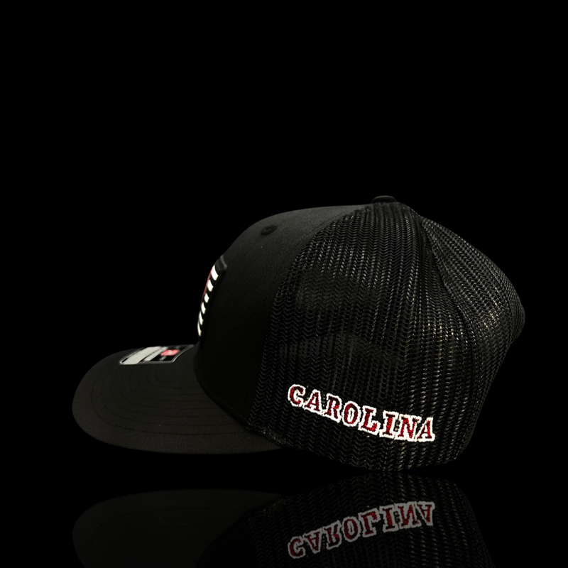 Richardson 115 Low Profile Black Performance PVC Vintage BW Garnet Trucker Hat