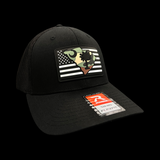 Richardson Vintage Old Glory Camo Performance PVC Patch Black Fitted Flex Trucker Hat