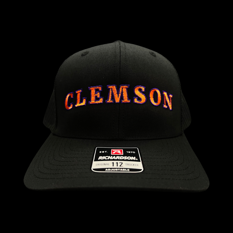 Richardson Clemson Script Black Trucker Hat