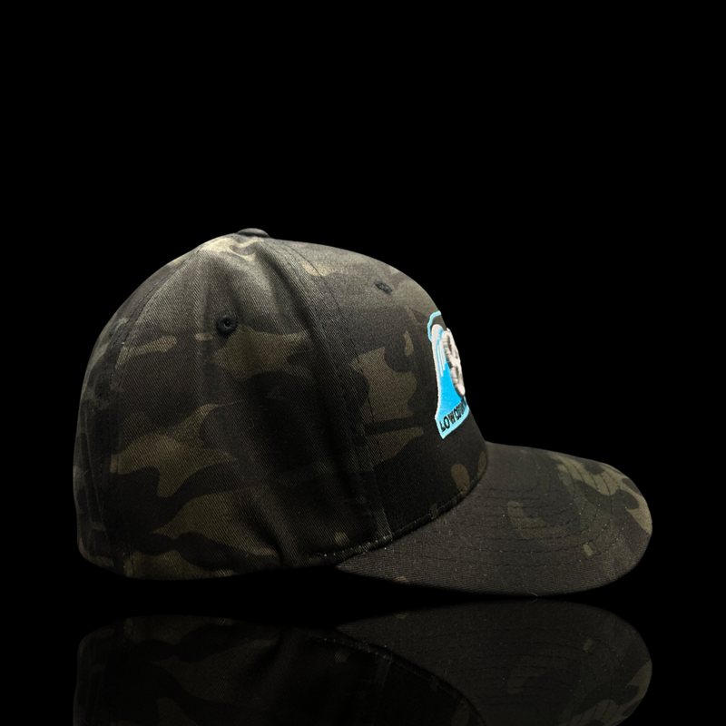 843 Lowcountry Flexfit Black Camo Cotton Hat