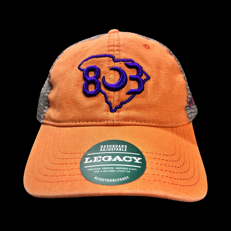 Legacy 803 Clemson Washed Orange Relaxed Trucker Hat