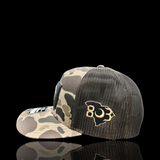 803 Richardson Performance Bark Brown Duck Camo Black PVC Patch Trucker Hat