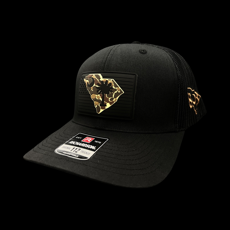 803 Richardson Blackout Duck Camo Performance Trucker Hat