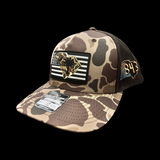 843 Richardson Bark Brown Duck Camo Vintage Black White Performance PVC Patch Lowcountry Trucker