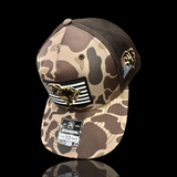 843 Richardson Bark Brown Duck Camo Vintage Black White Performance PVC Patch Lowcountry Trucker