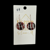 Black and Garnet Locally Made Copper Earrings Round