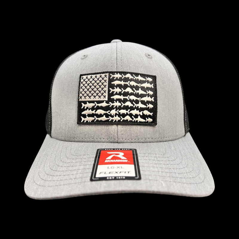 Richardson Old Glory Embroidered Fish Patch Fitted Trucker Hat