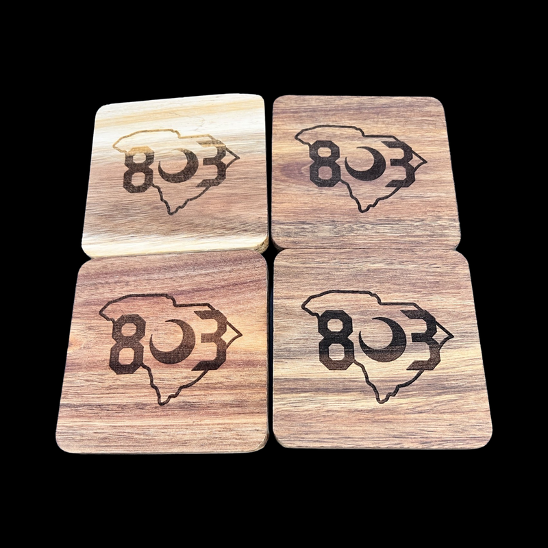 803 South Carolina 4" Acacia Wood Coaster Set