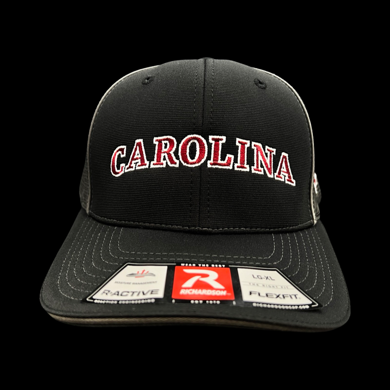 803 Richardson 172 Fitted Carolina R-Active Black Steel Flexfit Hat