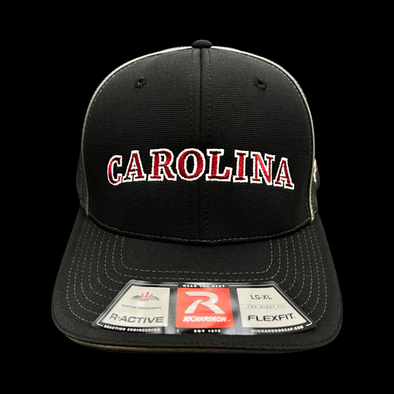 803 Richardson 172 Fitted Carolina R-Active Black Steel Flexfit Hat