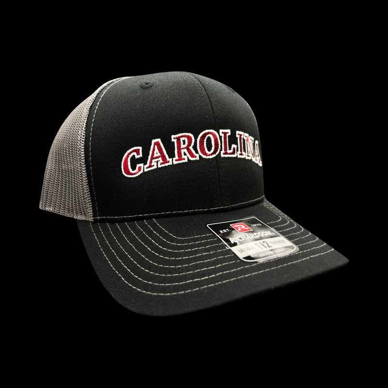 843 Richardson 112 Snapback Carolina Black Steel Trucker Hat