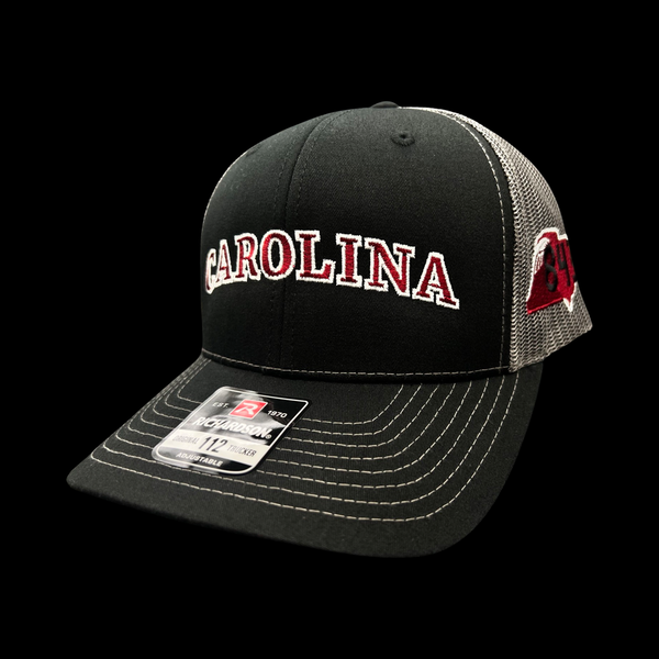 843 Richardson 112 Snapback Carolina Black Steel Trucker Hat