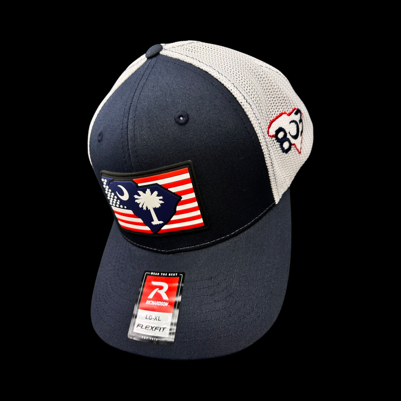 803 Richardson Navy Performance PVC Patch Fitted Trucker Hat