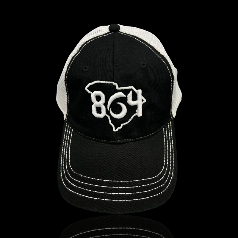 864 Richardson Black White Adjustable Relaxed Fit Trucker Hat