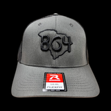 864 Richardson Rflex Charcoal Black Fitted Mesh Trucker Hat