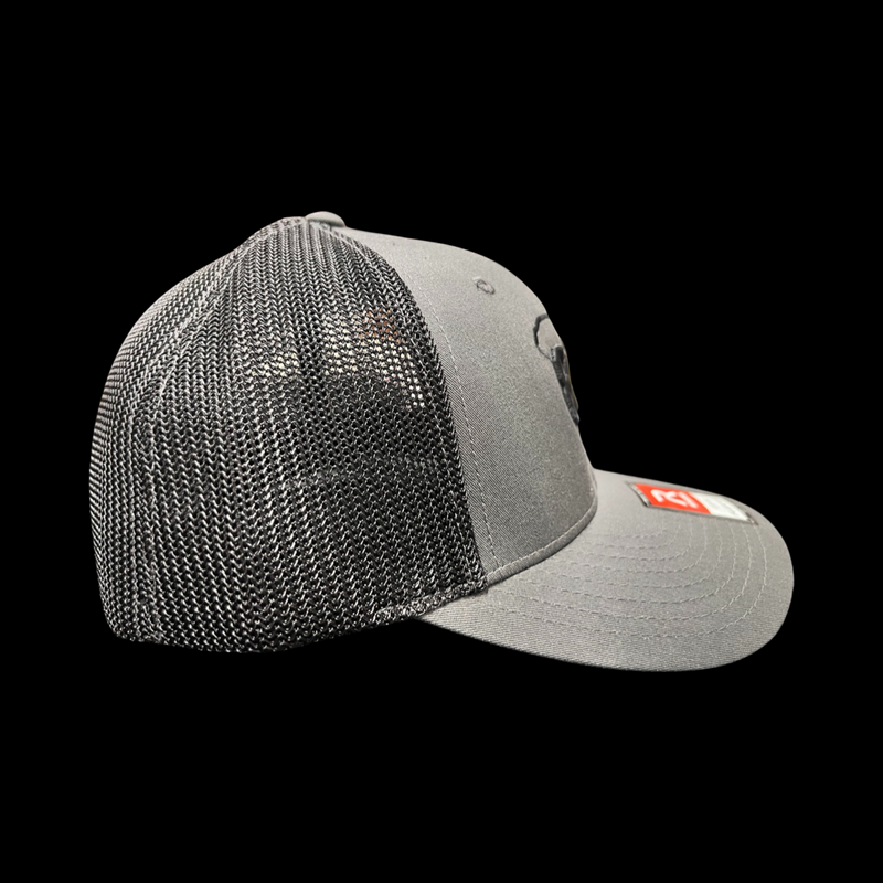 864 Richardson Rflex Charcoal Black Fitted Mesh Trucker Hat