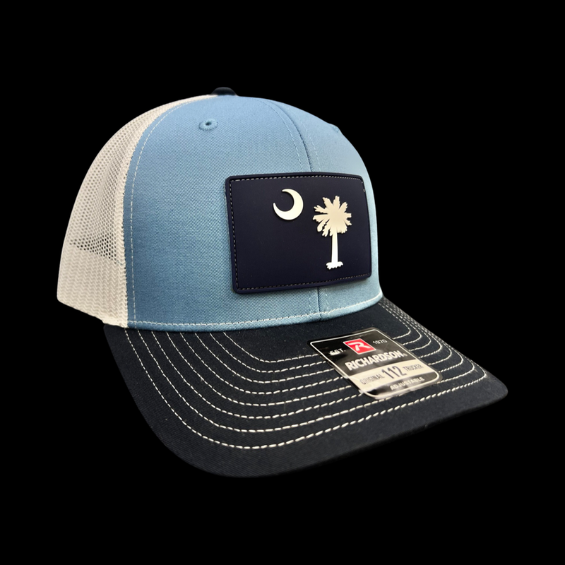 843 Richardson Navy Light Blue White Performance PVC Patch Trucker Hat