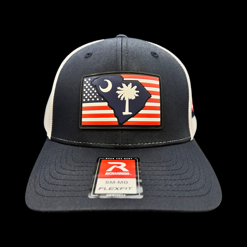 843 Richardson Navy Performance PVC Patch Fitted Trucker Hat