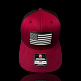 Richardson Garnet Black Performance PVC Flag Patch Trucker Hat