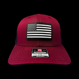 Richardson Garnet Black Performance PVC Flag Patch Trucker Hat