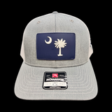 803 Richardson Heather Grey White Performance PVC Patch Trucker Hat