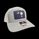 803 Richardson Heather Grey White Performance PVC Patch Trucker Hat