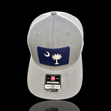 803 Richardson Heather Grey White Performance PVC Patch Trucker Hat