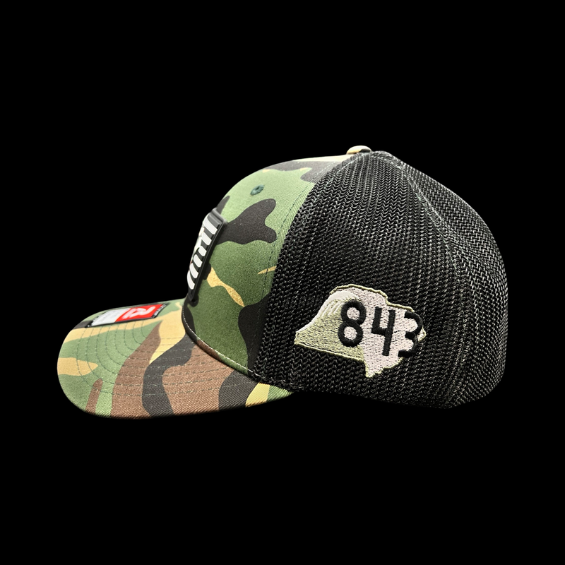 843 Richardson Army Camo Performance PVC Patch Fitted Trucker Hat