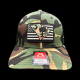 843 Richardson Army Camo Performance PVC Patch Fitted Trucker Hat