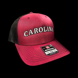 803 Richardson Carolina Garnet Black Trucker hat