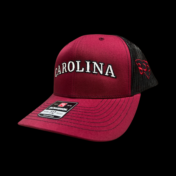 803 Richardson Carolina Garnet Black Trucker hat