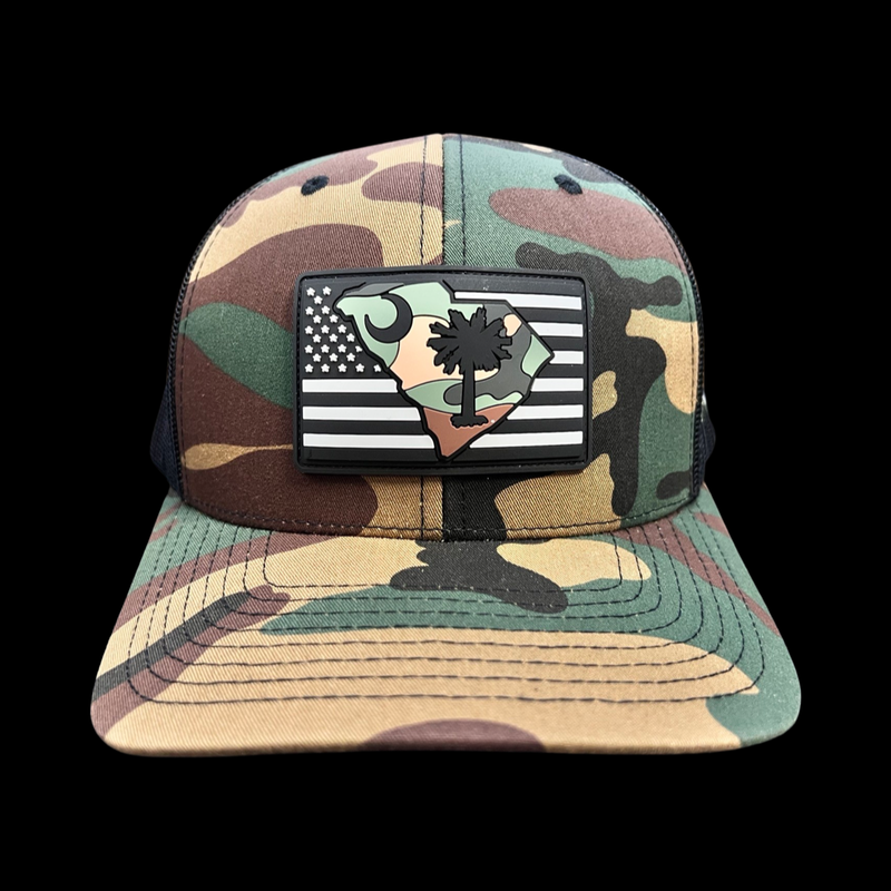 843 Yupoong Performance PVC Patch Army Camo Trucker Hat