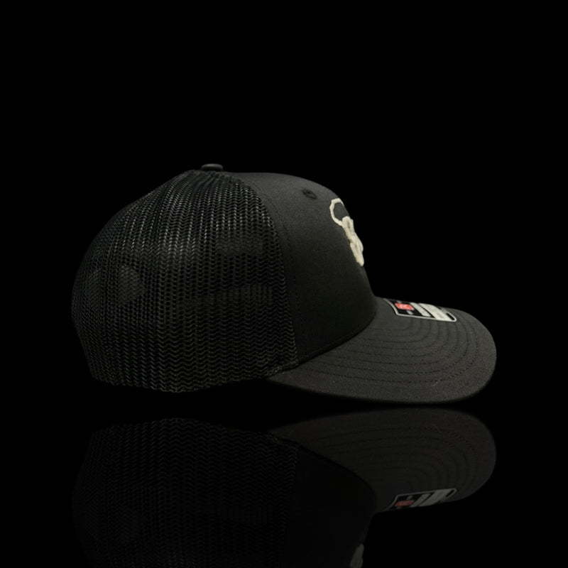 803 Richardson 112 Black Silver Youth Trucker Hat