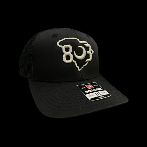 803 Richardson 112 Black Silver Youth Trucker Hat