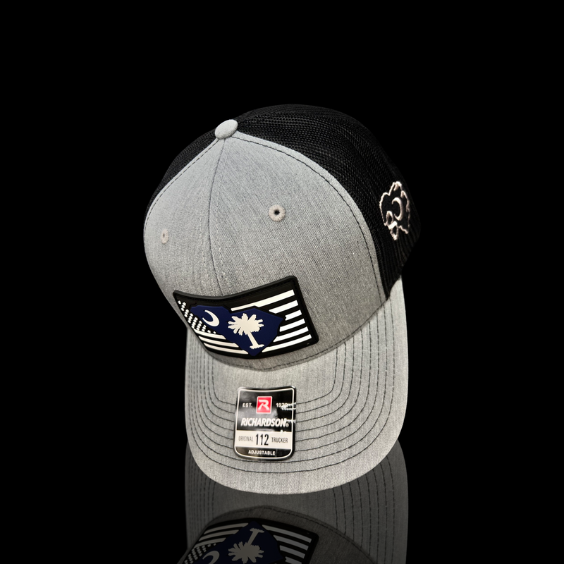 803 Richardson Performance PVC Patch Heather Black Trucker Hat