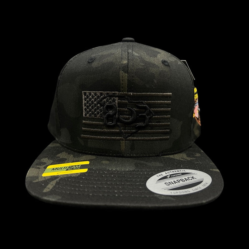 803 America Veterans Black Camo Flatbill Hat