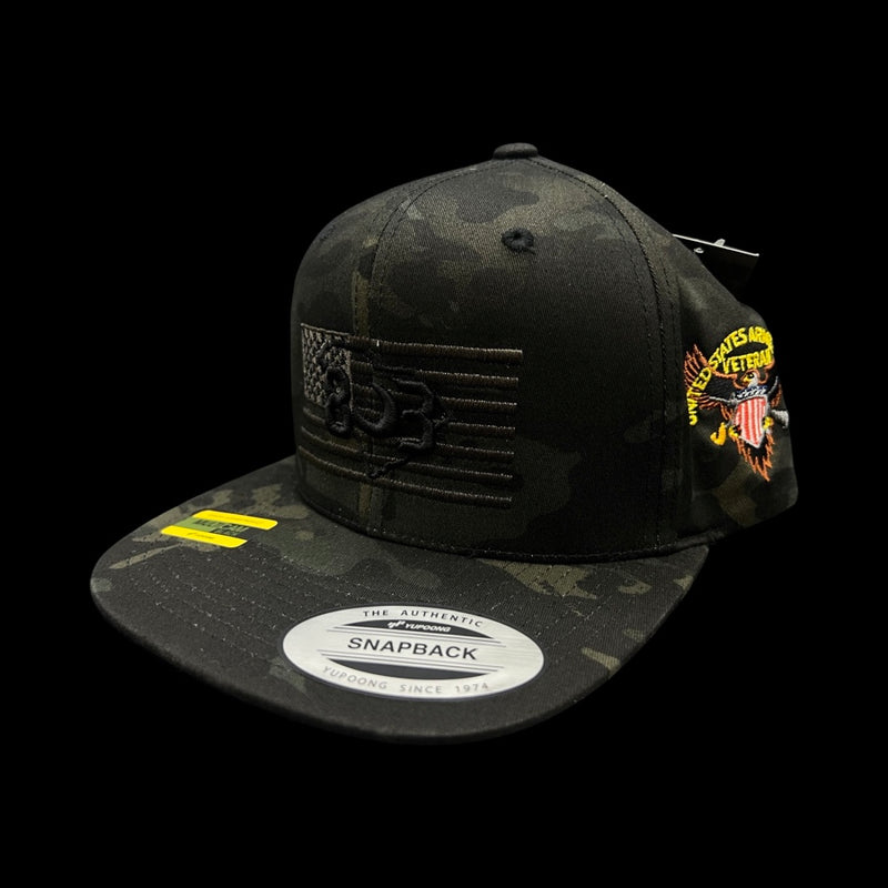 803 America Veterans Black Camo Flatbill Hat